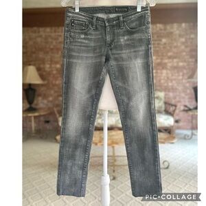 AG Adriano Goldschmied Jeans Grey Distressed Faded Skinny Whisjered 27R 8W5932